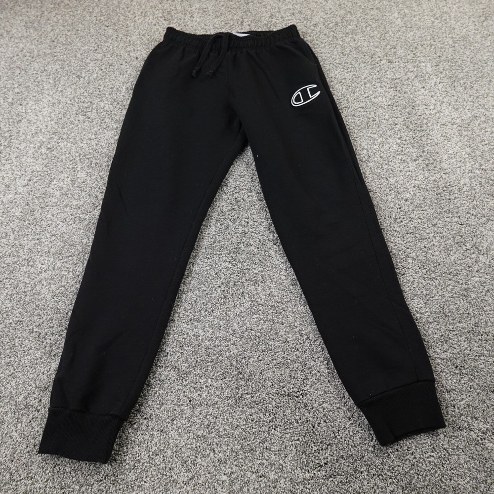 Champion Pants Mens M Black Sweatpants Warmup Drawstring Jogger Athletic Gym Run
